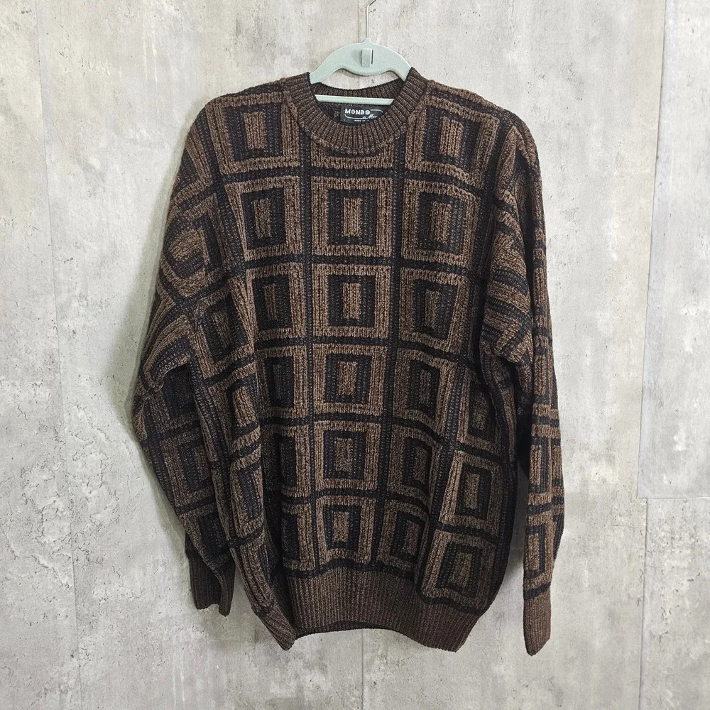 Vintage Mondo‎ di Marco Italy Wool Geometric Sweater Mens L Quiet Luxury